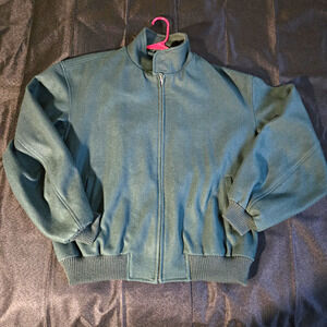 Vintage Evergreen Men's Bomber Jacket Full Zip Lined Pockets Green Regular XL